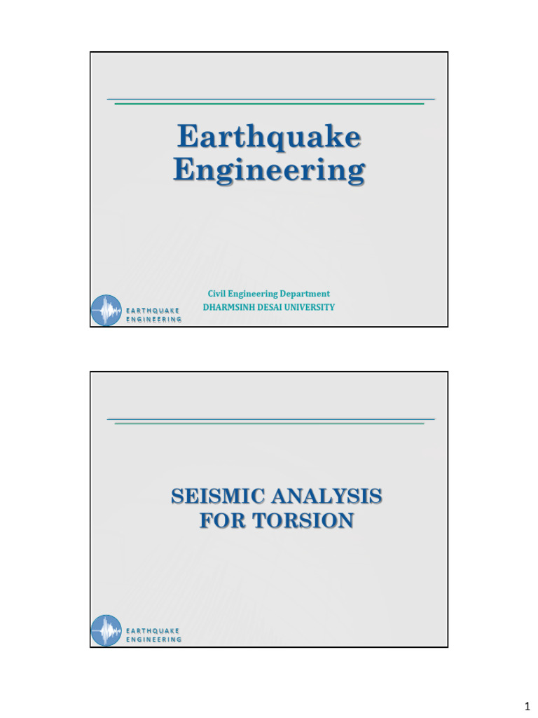 L14-Seismic Analysis for Torsion | PDF | Force | Earthquakes