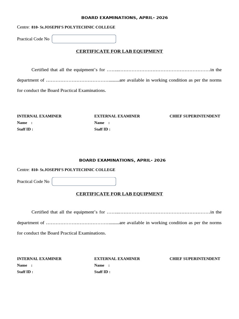 Lab Equipment Certificate April 2026 | PDF