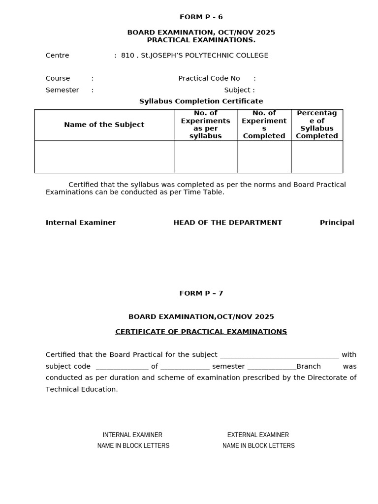 FORM.P6 | PDF | Educational Stages | Vocational Education