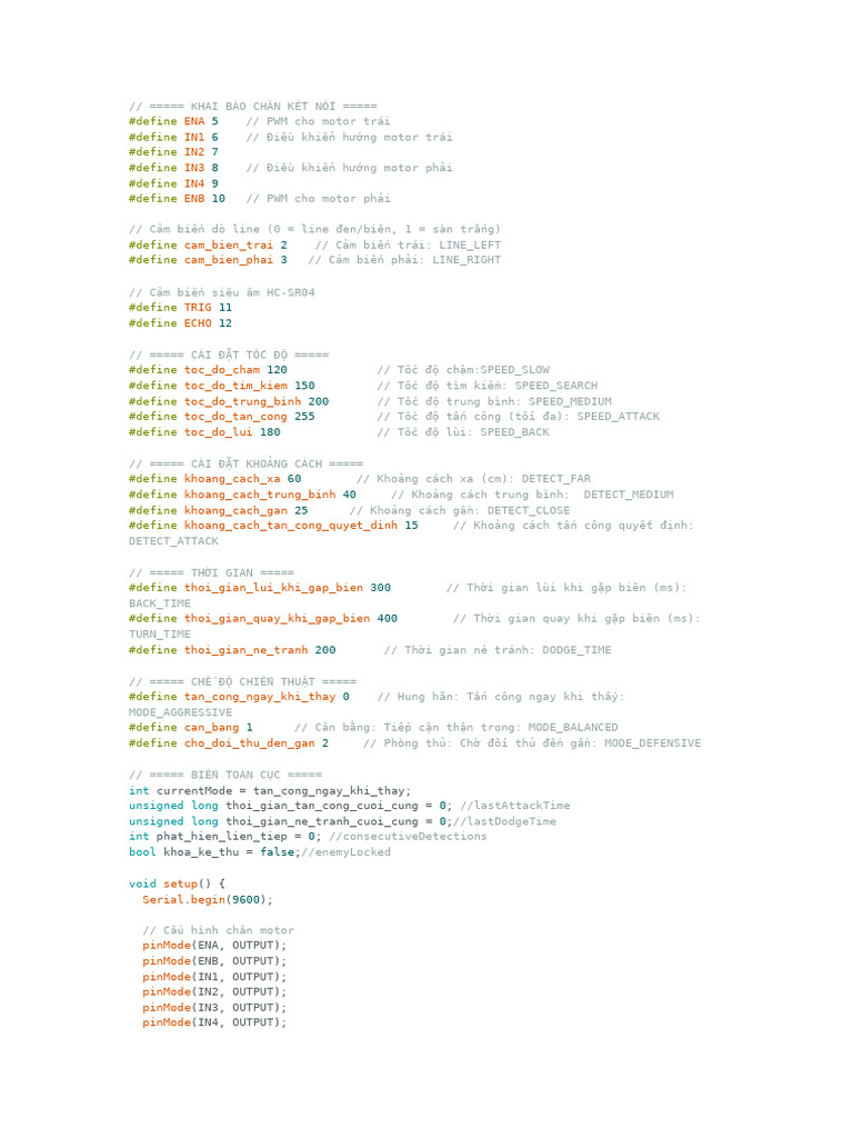 Code Robot Sumo Nhom3 | PDF