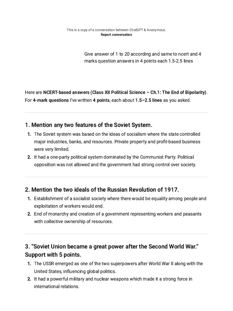 POL SCI END OF BIPOLARITY | PDF | Soviet Union | World Politics