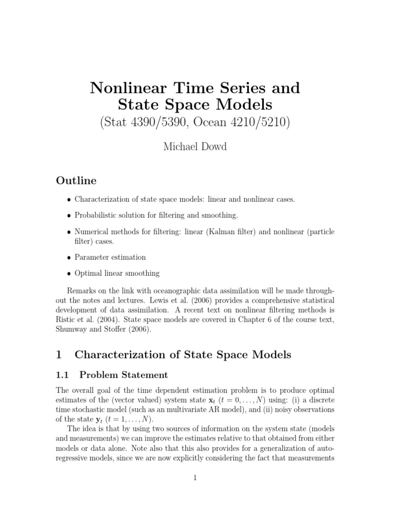 State Space Models | PDF | Kalman Filter | Normal Distribution