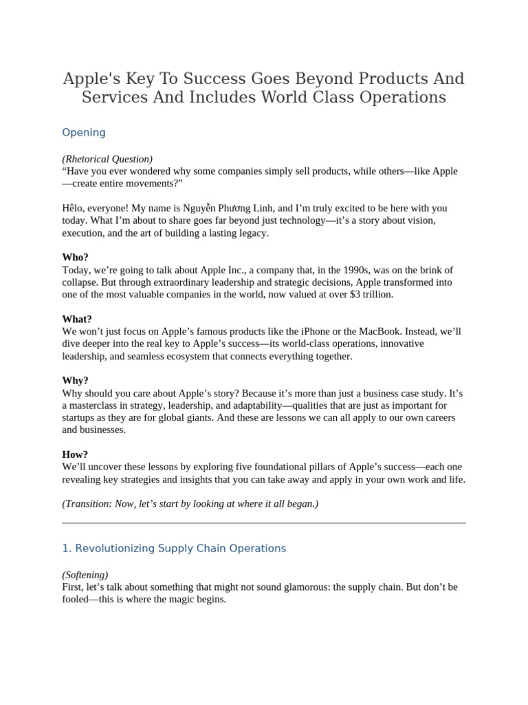 Apple Presentation | PDF | Apple Inc. | Supply Chain
