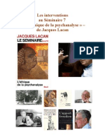 Seminaire 7 de Jacques Lacan Les Interventions