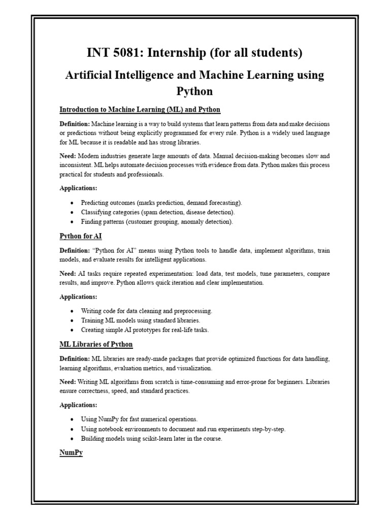 (Documentation) Artificial Intelligence and Machine Learning Using ...