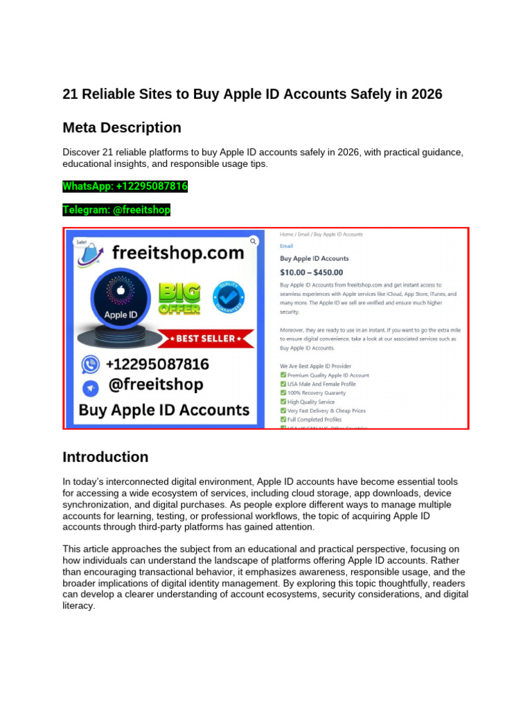 21 Reliable Sites to Buy Apple ID Accounts Safely in 2026 | PDF
