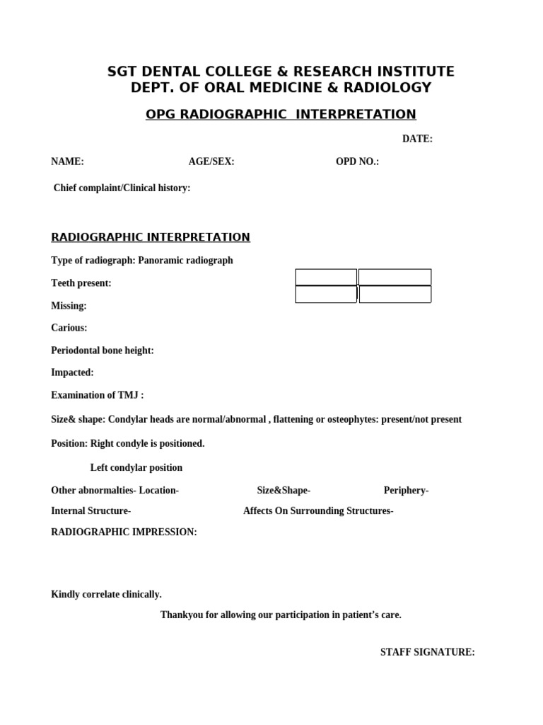 OPG Interpretation Format PUNEETA | PDF