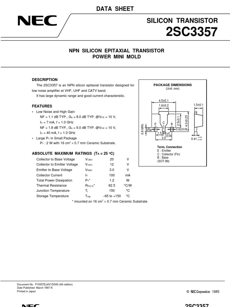 Data Sheet Bipolar Junction Transistor Machines