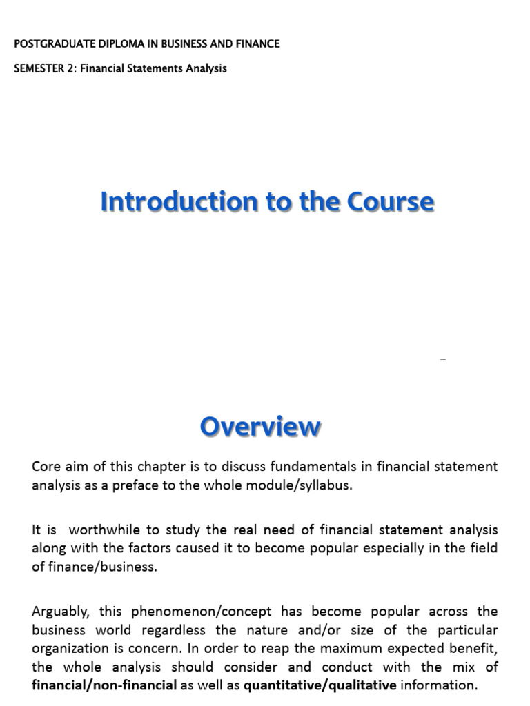 Financial Statements Analysis Introduction | PDF | Going Concern ...