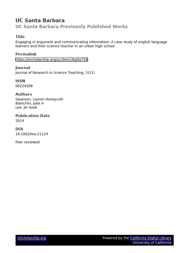 Engaging in Argument and Communicating Information a Case Study of ...