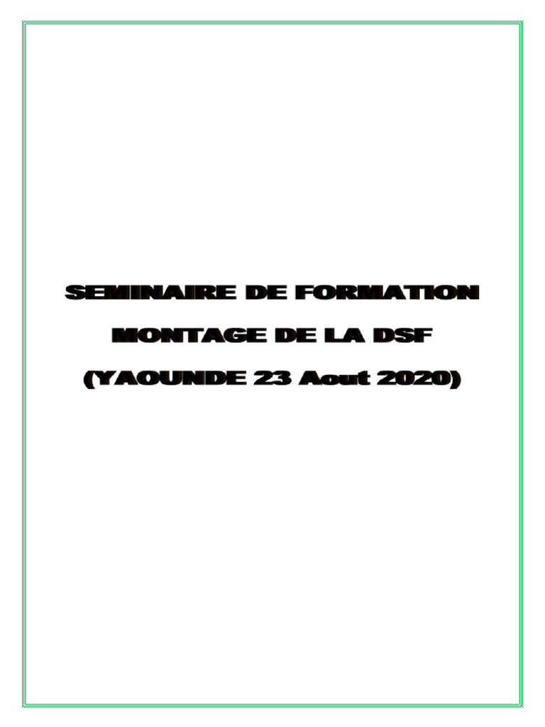 SUPPORT DSF La Déclaration Statistique Et Fiscale (DSF) | PDF ...