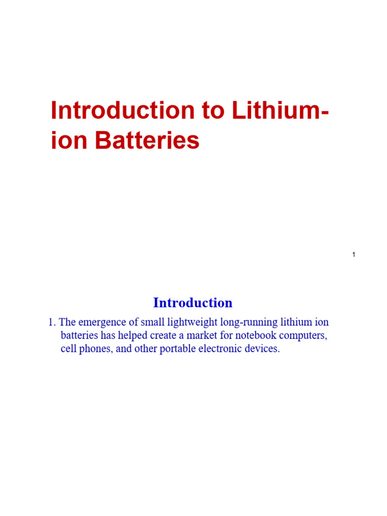 Introduction to Lithium-ion Batteries | PDF | Lithium Ion Battery ...