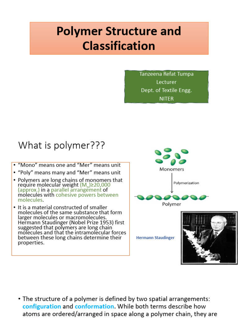 Polymer Structure and Classification | PDF | Polymerization | Polymers