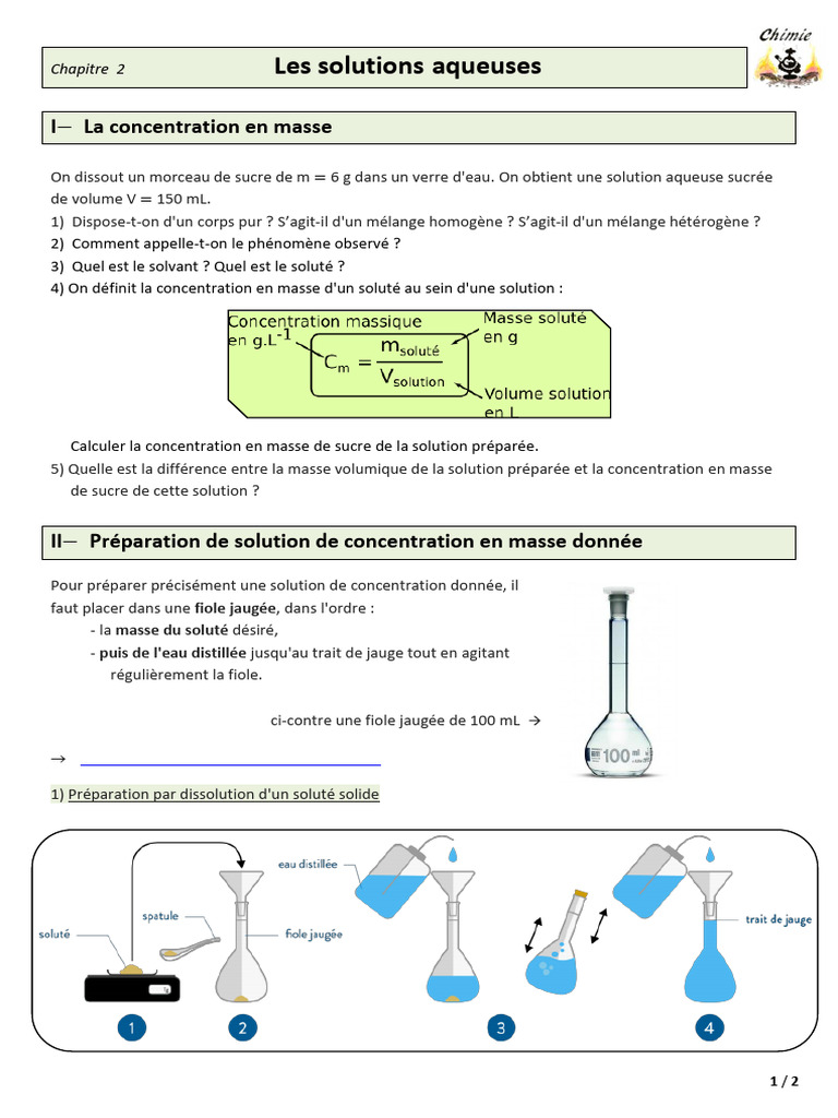 2 Solution Aqueuse Dissolution - Dilution | PDF | Cuivre | Masse