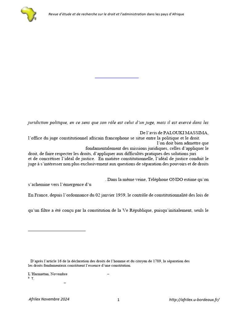 Cour Constitutionnelle Afrilex | PDF | Loi | Constitution
