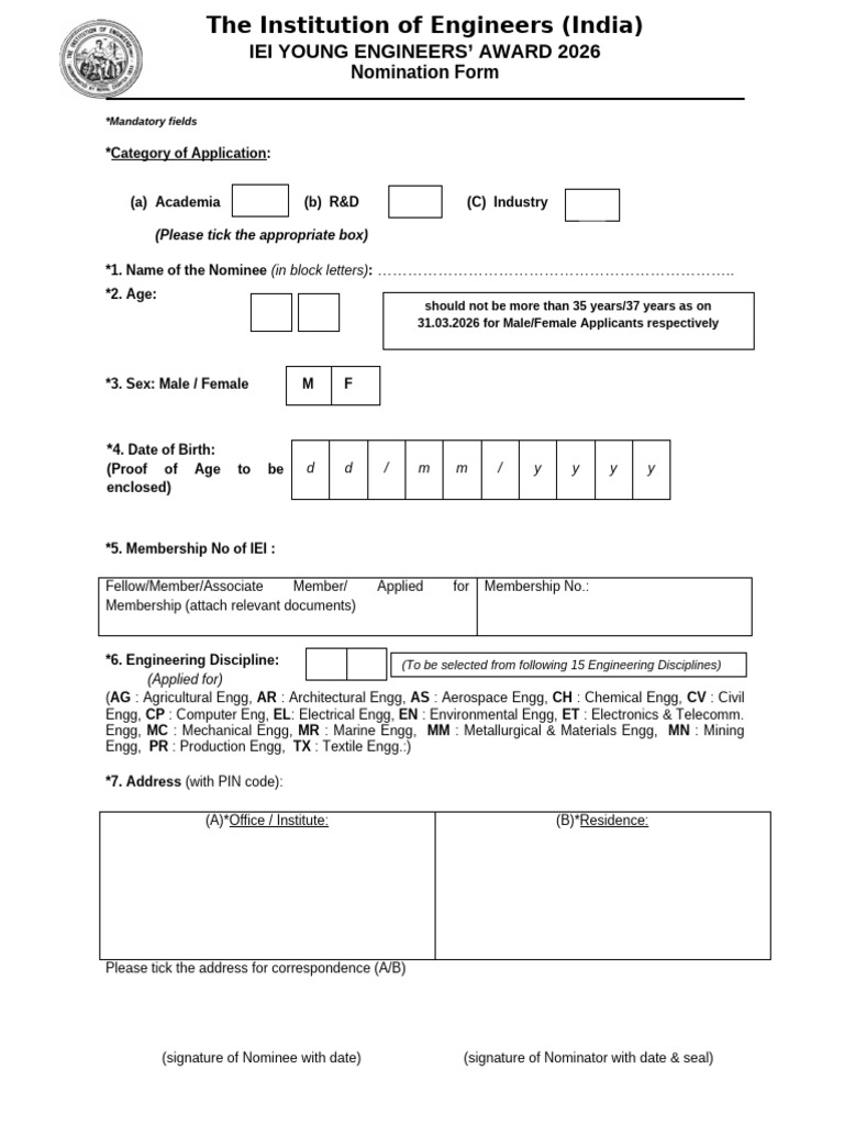Yea Form 2026 | PDF | Academic Degree | Doctor Of Philosophy
