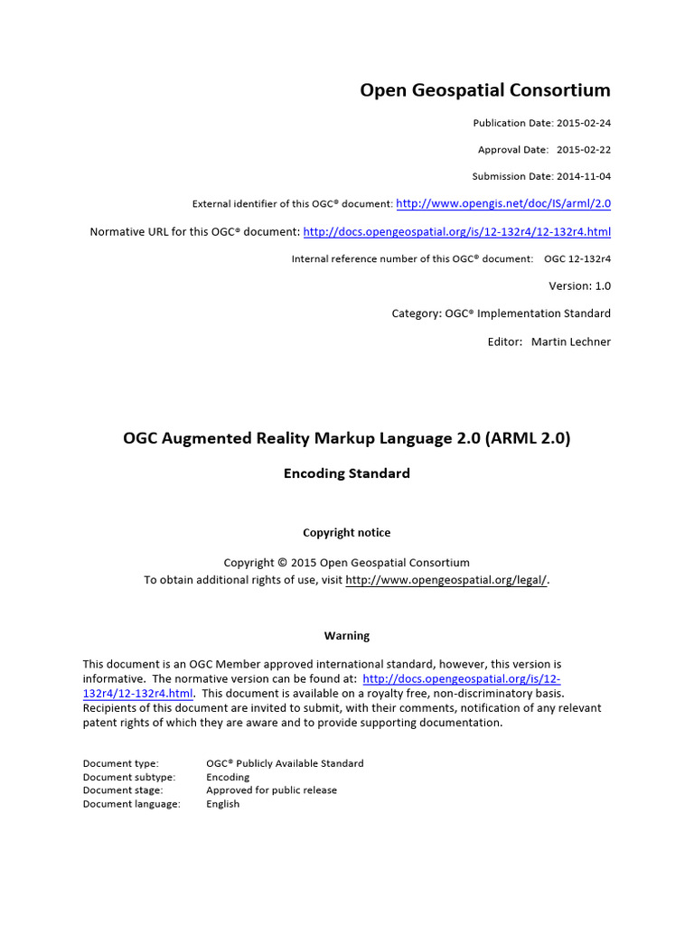12-132r4 OGC Augmented Reality Markup Language 2.0 ARML 2.0 | PDF