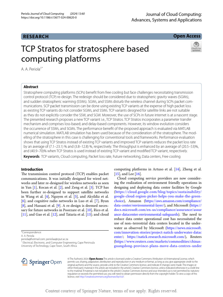 TCP Stratos for Stratosphere Based Computing Platf | PDF