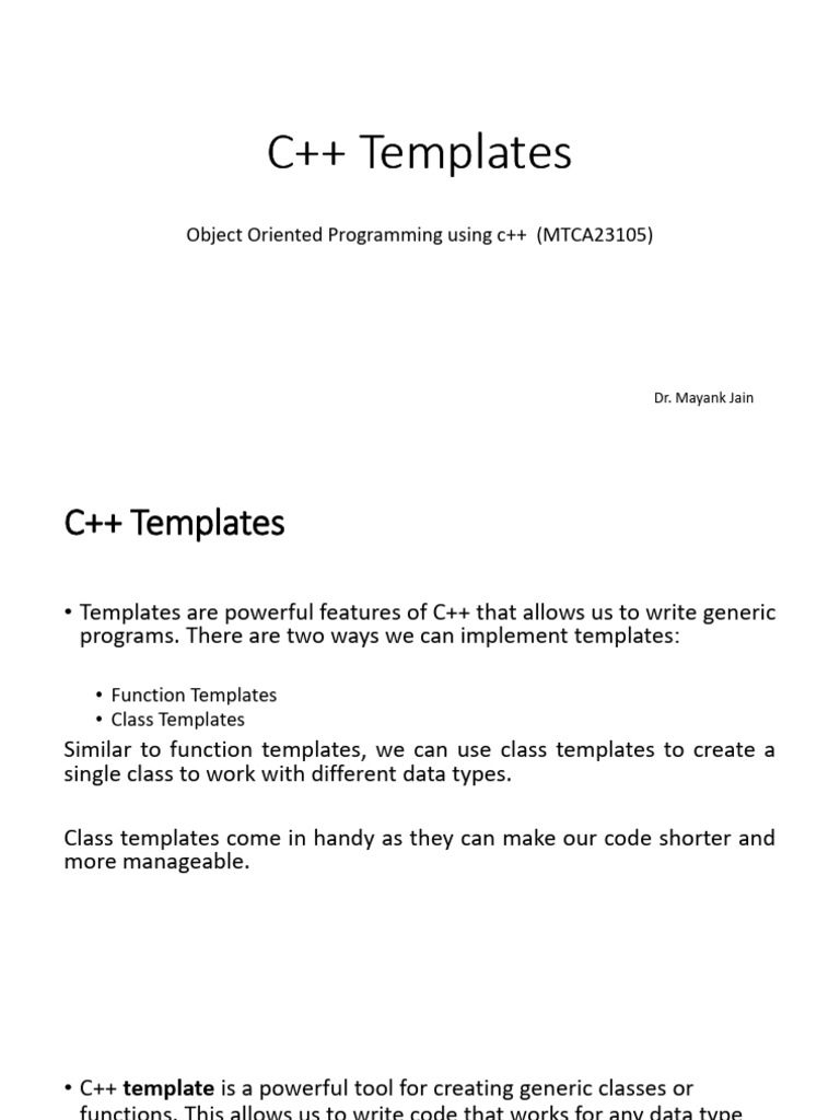 C++ Templates | PDF | C++ | Object Oriented Programming