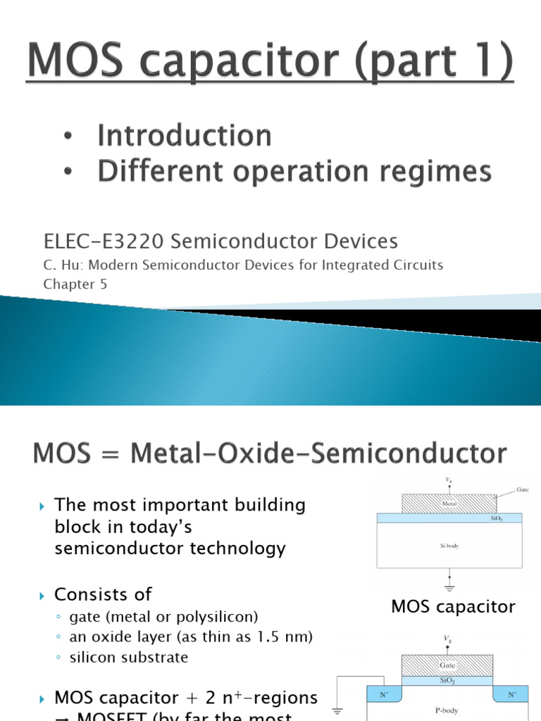 Lecture - MOS Capacitor (part 1) (student version 2022) | PDF | Mosfet ...