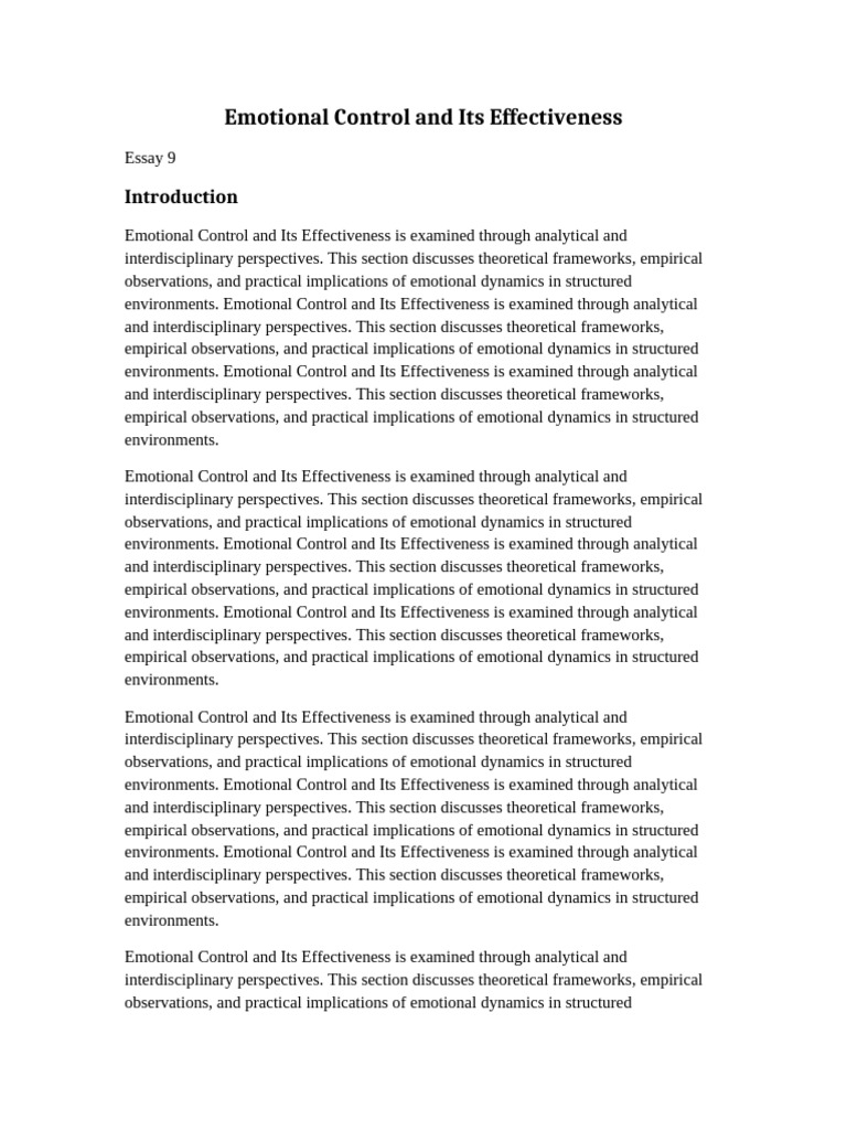 Academic Emotional Control and Its Effectiveness 9 | PDF | Behavioural ...