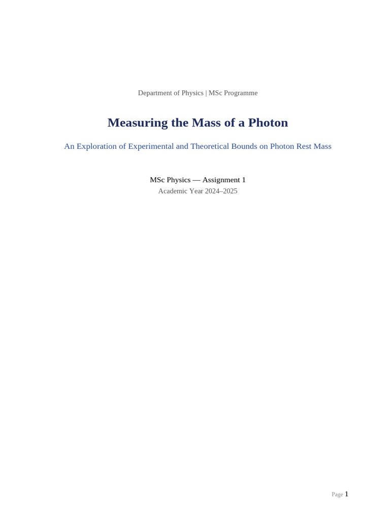 MSc Physics Assignments | PDF | Photon | Light Emitting Diode