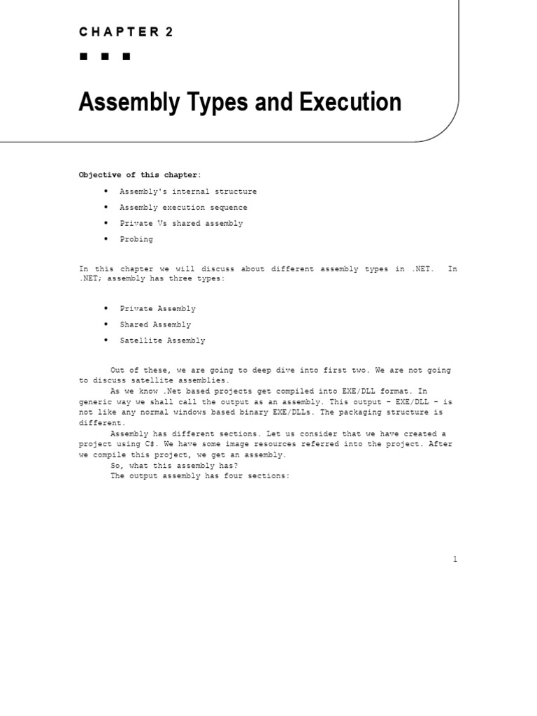 CH02 Assembly Types and Execution | PDF