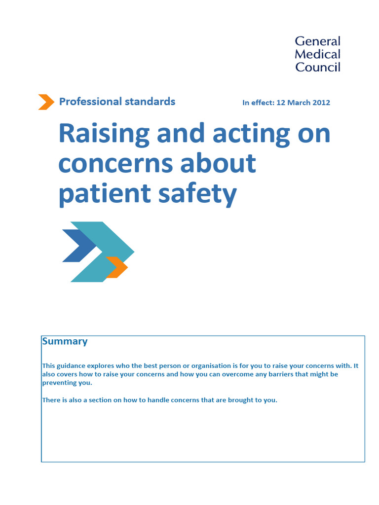 Raising and Acting on Concerns About Patient Safety English 0617 PDF ...