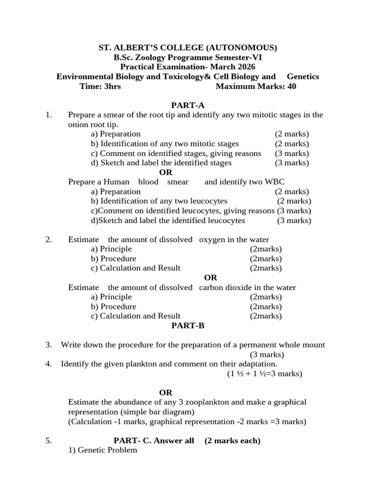 Semester 6 - Practical Scheme | PDF | Life Sciences | Biology