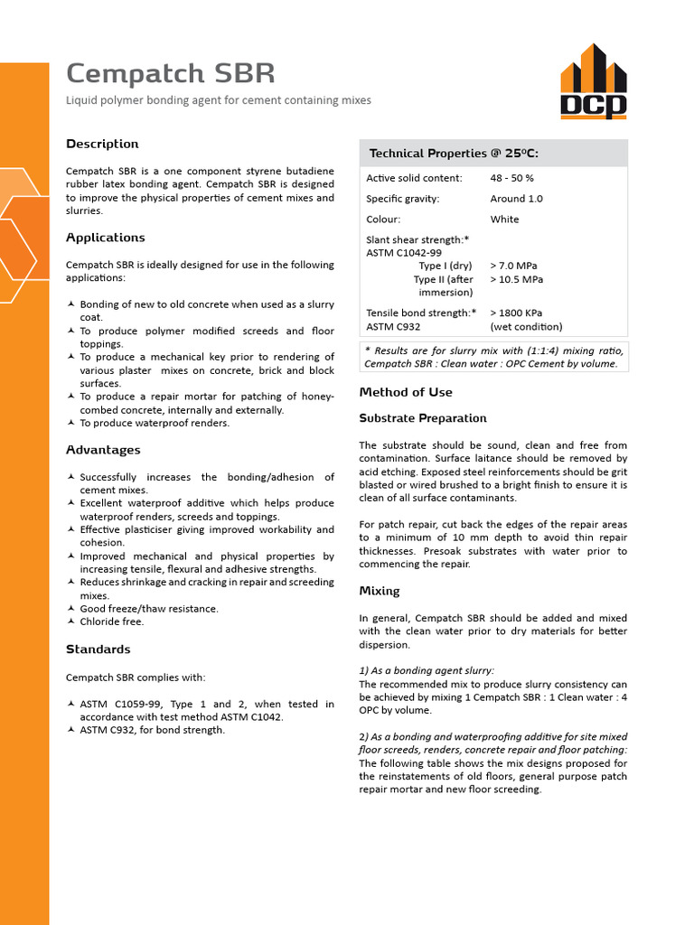 3 Cempatch SBR | PDF | Concrete | Cement