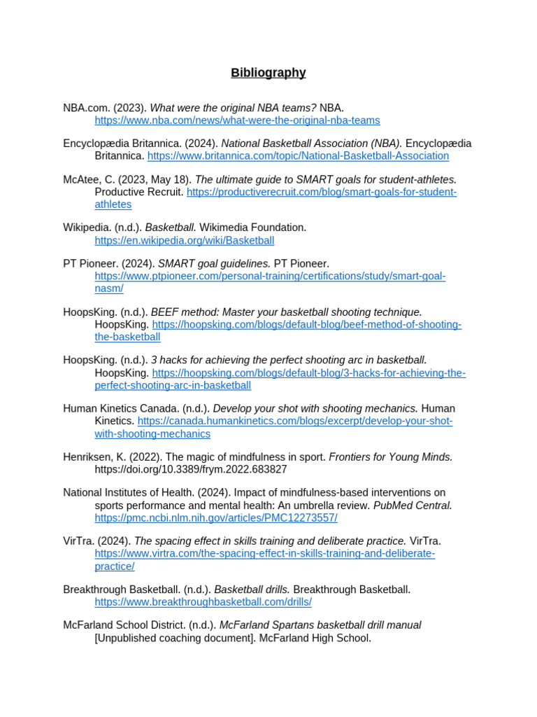 Bibliography APA Format Updated (1) | PDF | Sports