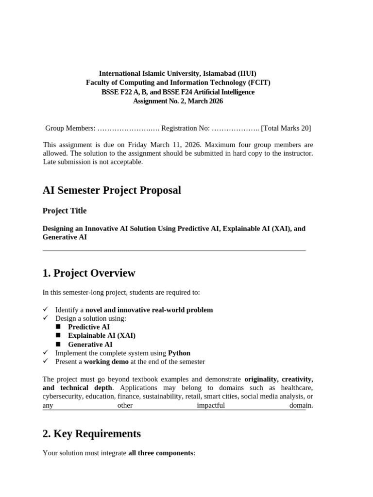 Artificial Intelligence - Assignment - No. - 2 (AI Project Proposal ...