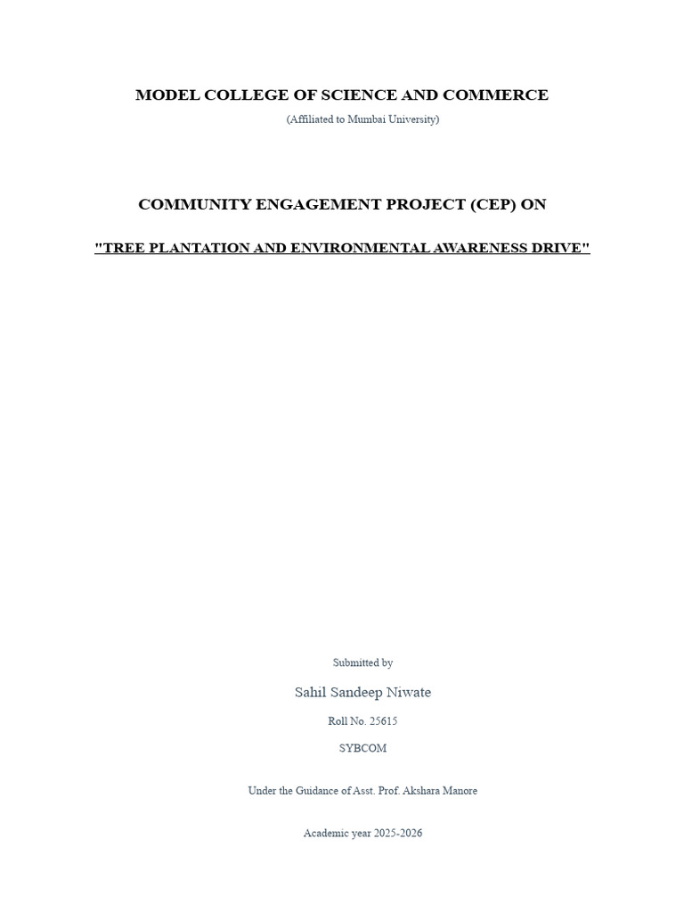 Tree Plantation and Environmental Awareness CEP Report | PDF ...