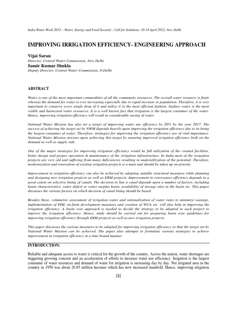 Improving Irrigation Efficiency - Engineering Approach | PDF