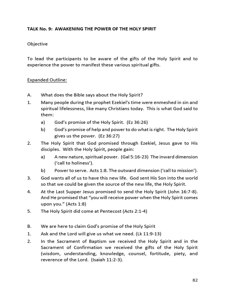 CLP TALK No. 9 - AWAKENING THE POWER OF THE HOLY SPIRIT | PDF ...