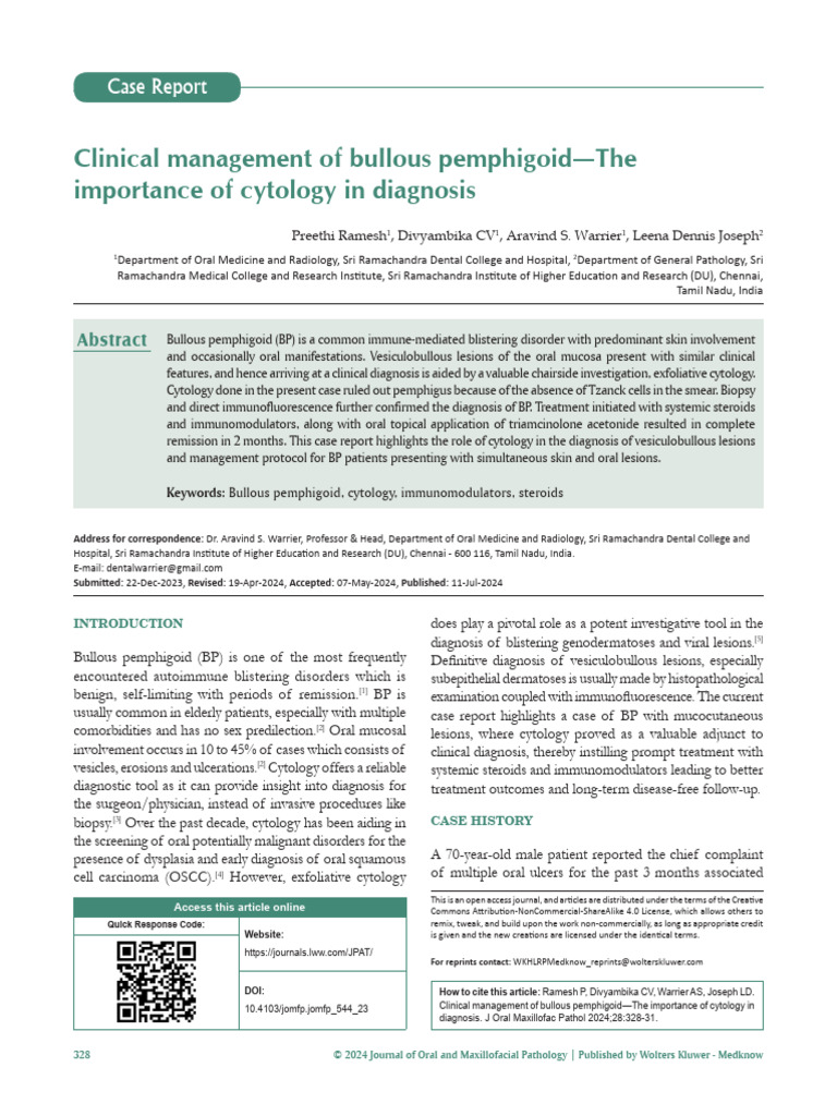 Clinical Management of Bullous Pemphigoid the.29 | PDF