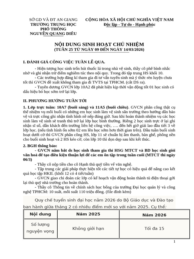 22-Noi Dung Shcn Tuan 25 Nh 2025-2026 | PDF
