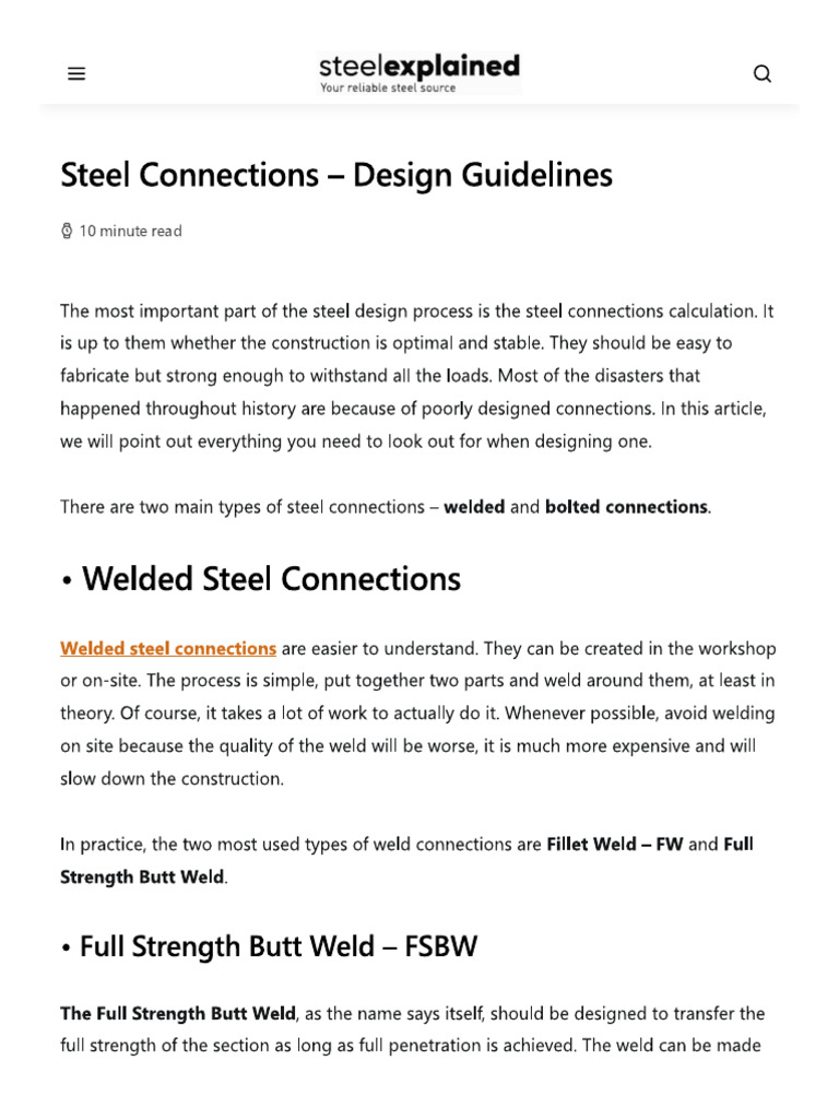 Steel Connections - Design Guidelines | PDF