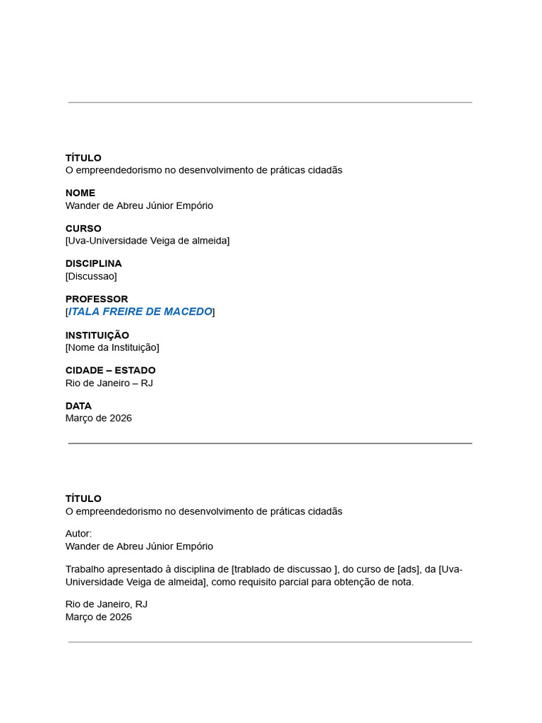 Documento Sem Título (1) (1) | PDF | Empreendedorismo | Cidadania