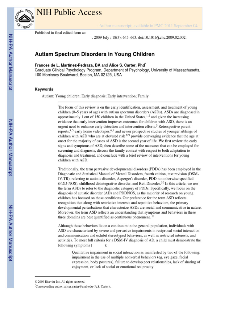 Autism Spectrum Disorders in Young Child | PDF | Autism | Pervasive ...