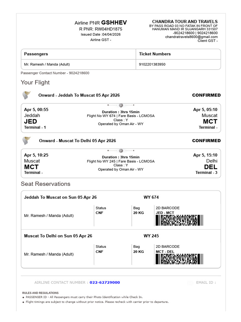 Mr. Ramesh Manda Ticket | PDF | Transport | Civil Aviation