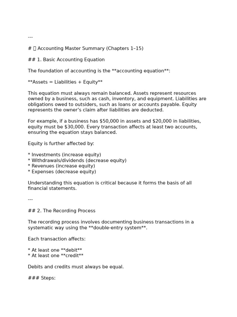 ? Accounting Chapter 1-15 | PDF | Debits And Credits | Equity (Finance)