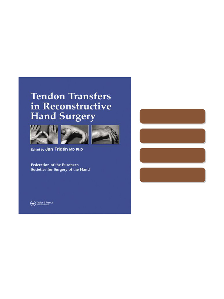Tendon Transfers in Reconstructive Hand Surgery 1st Edition Jan Friden ...