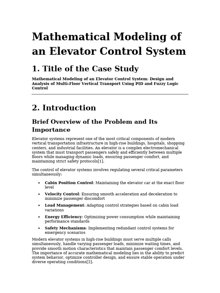 Elevator Control System Case Study | PDF