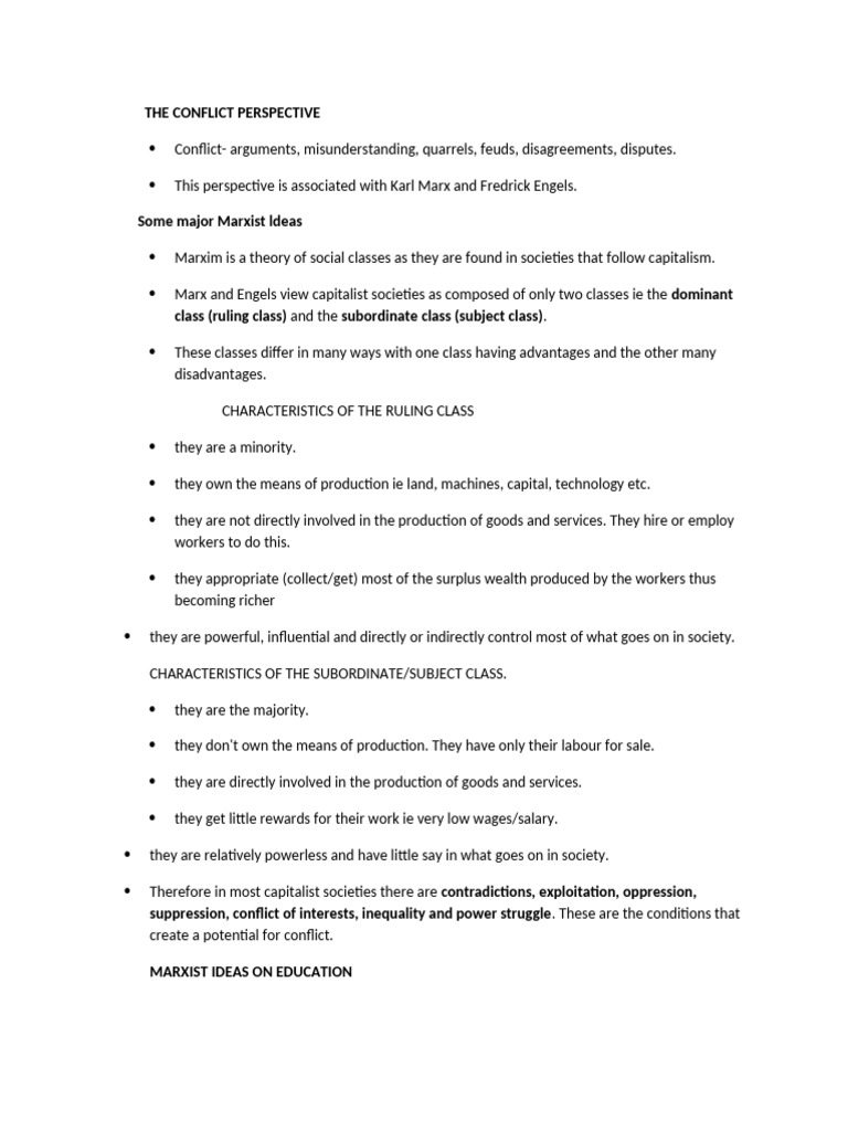 The Conflict Perspective | PDF | Marxism | Economies