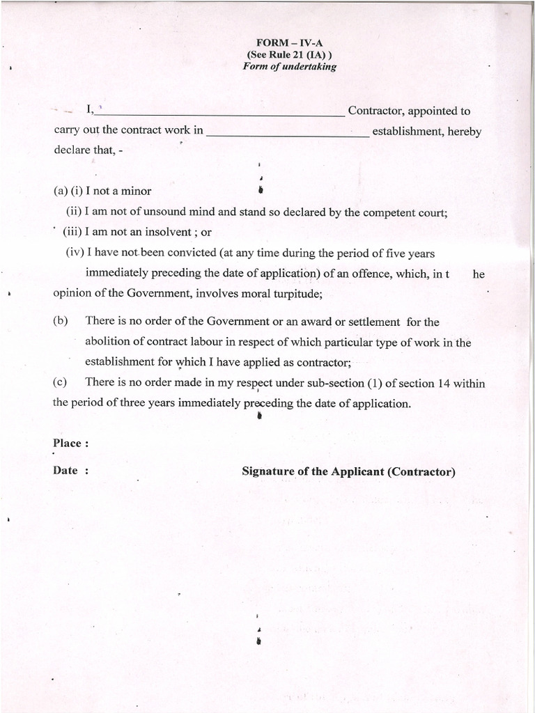 Form IV AFormOfUndertaking | PDF