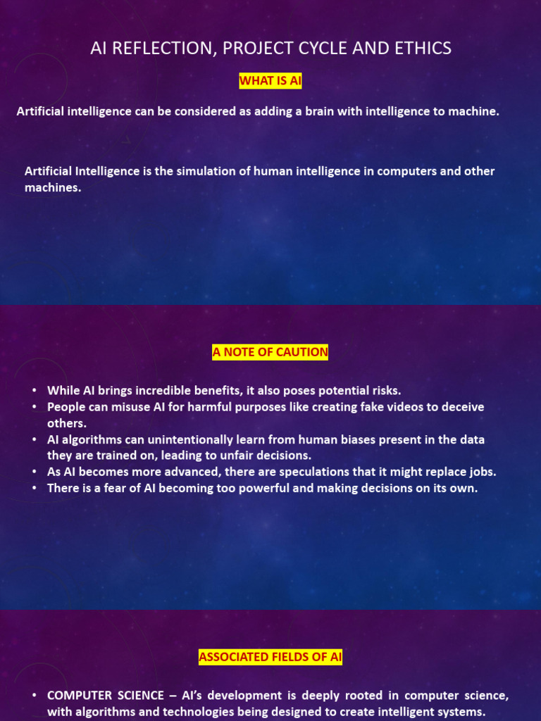 Ai Reflection - Project Cycle and Ethics (Class-Ix) | PDF | Artificial ...