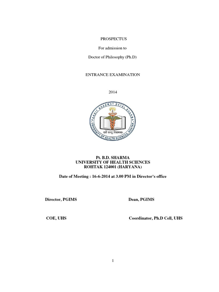 PhD Prospectus 2014 UHSR | PDF | Thesis | Doctor Of Philosophy