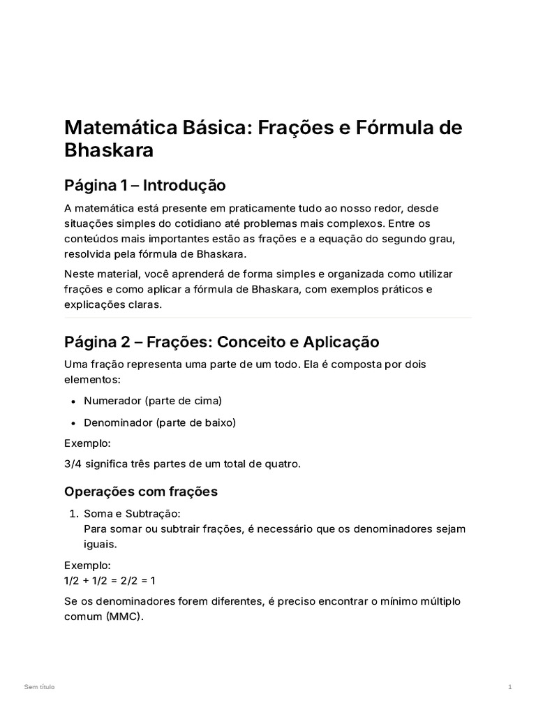 Sem Ttulo | PDF | Equação quadrática | Matemática