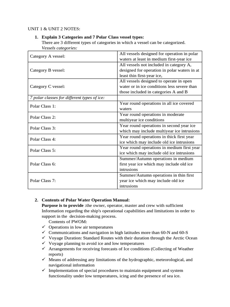 Polar Navigation - 2026 - Unit 1 and Unit 2 Notes. | PDF | Sea Ice | Ice